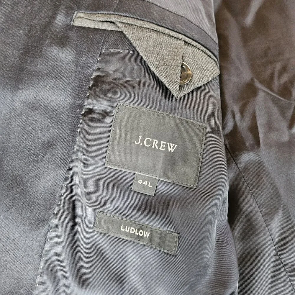 J Crew Ludlow Men Sports‎ Coat 44R Black Loro Piana Wool Blazer Gold Button